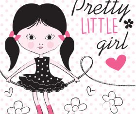 Comic pretty little girl vector