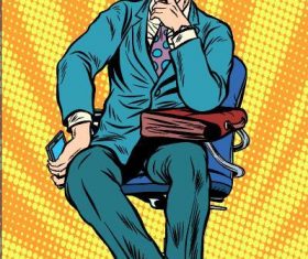 Contemplative man comic vector