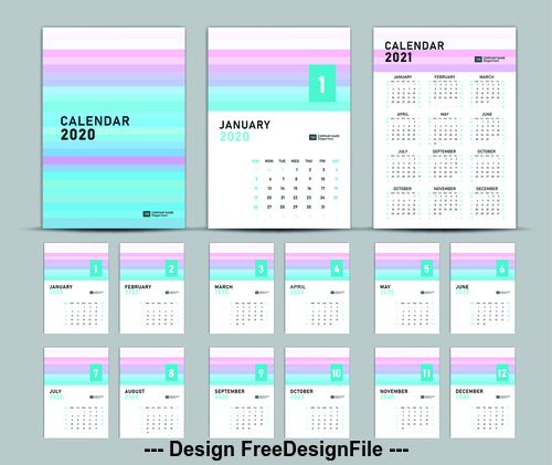 Cover design 2020 new year calendar vector
