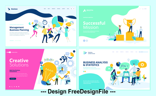 Creative solutions flat banner concept illustration vector