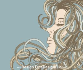Curly hairstyle girl silhouette vector