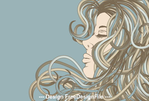 Curly hairstyle girl silhouette vector