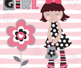 Cute girl and flower vector