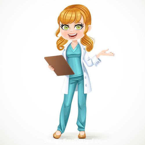 Cute nurse cartoon vector free download