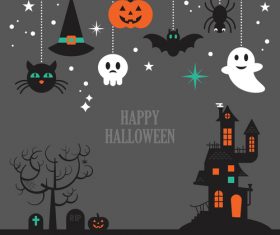 Decorative illustration happy halloween vector