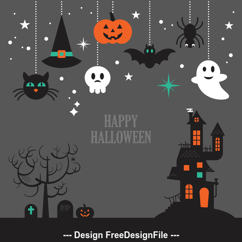Decorative illustration happy halloween vector