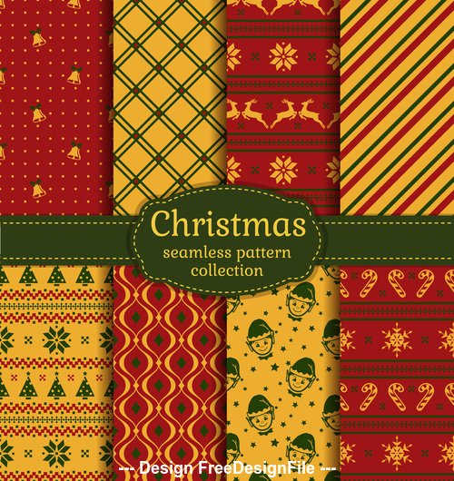 Different christmas seamless pattern vector