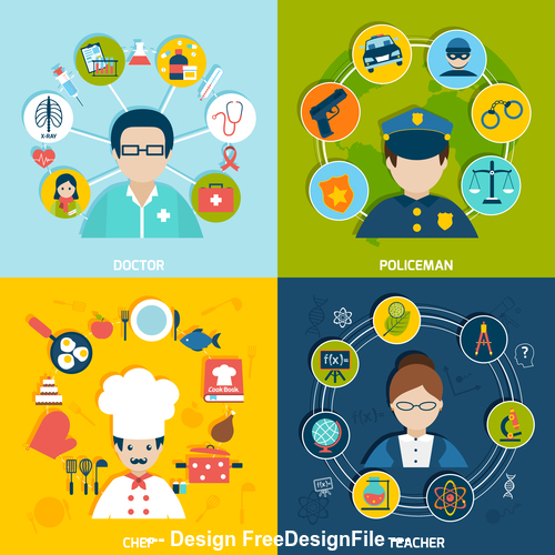 Different professions illustration vector