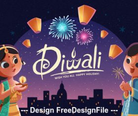 Diwali beautiful night vector