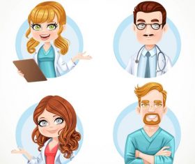 Doctor and nurse cartoon portrait vector