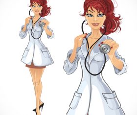 Doctor in white uniform with phonendoscope vector