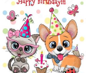 Dog animal birthday card vector