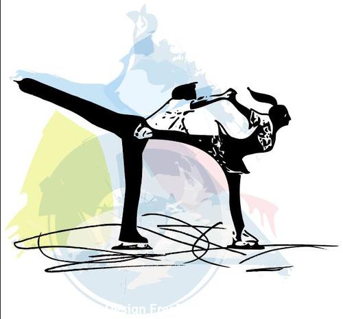 Double figure skating silhouette vector