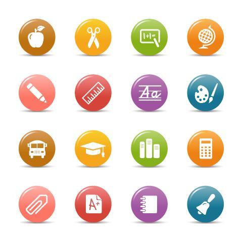 Education glossy buttons Icon vector