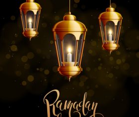 Eid mubarak ramadan kareem bright lights vector