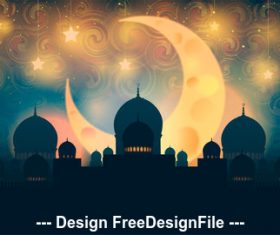 Eid mubarak ramadan kareem silhouette vector