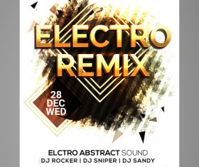 Electro remix party flyer vector
