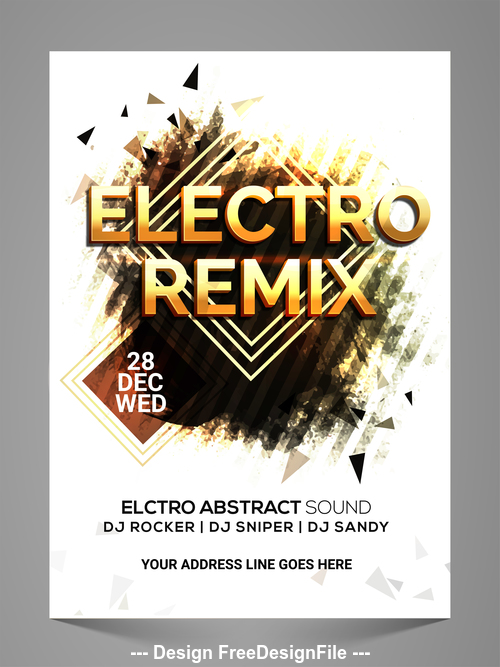Electro remix party flyer vector