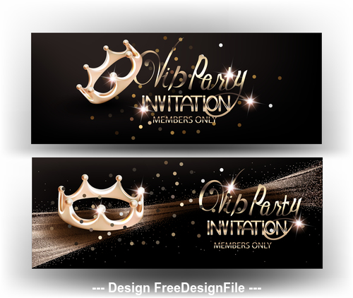 Elegant VIP invitation card with gold shiny crown vector