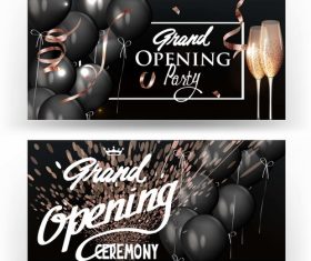 Elegant grand opening banners with black air balloons vector