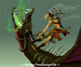 Elf dragon comic vector