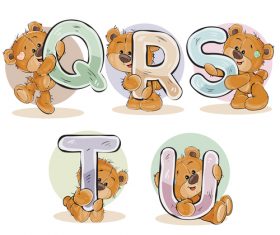 English alphabet with funny teddy bear vector 02