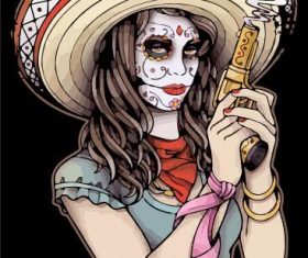 Face painting female gunman vector
