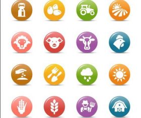 Farm glossy buttons Icon vector