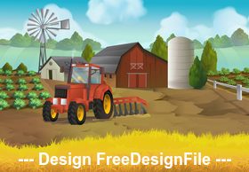 Farm panorama landscape vector background