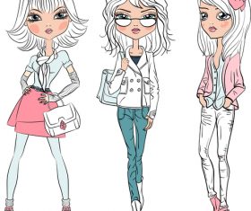 Fashion comic girl vector