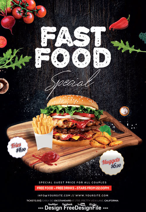 Fast Food Special Flyer Design PSD Template free download