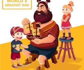 Fathers day cartoon illustration vector