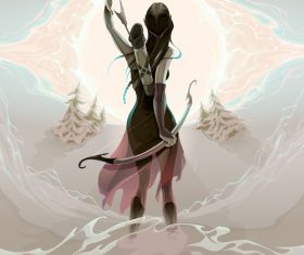 Female archer comic vector