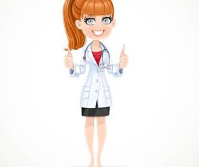 Female doctor cartoon with thumbs up hands vector