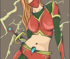 Female warrior comics vector