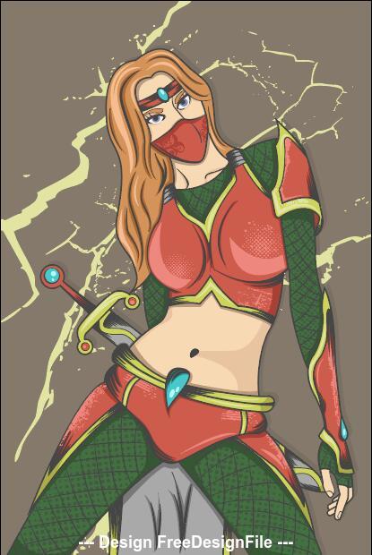 Female warrior comics vector