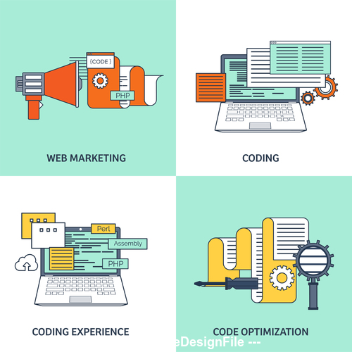 Flat background coding vector