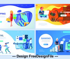 Flat banner concept illustration shopping vector