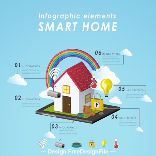 Flat smart home Illustratio vector