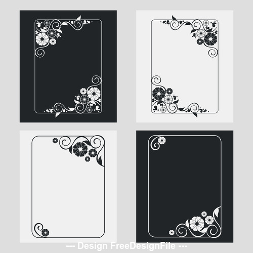 Flower decoration vertical frames vector 06