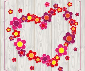 Flowers Heart Vintage Frame Wood vector