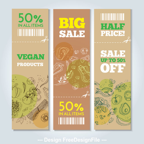 Food banners card vector