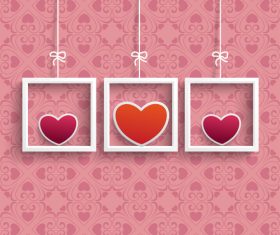 Frames 3 Colored Hearts Ornaments vector