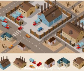 Freight station cartoon vector