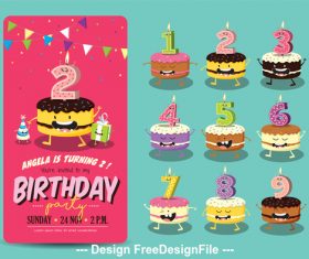 Funny Birthday Cake Candles vector