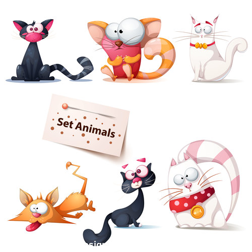 Funny cat cartoon vector free download