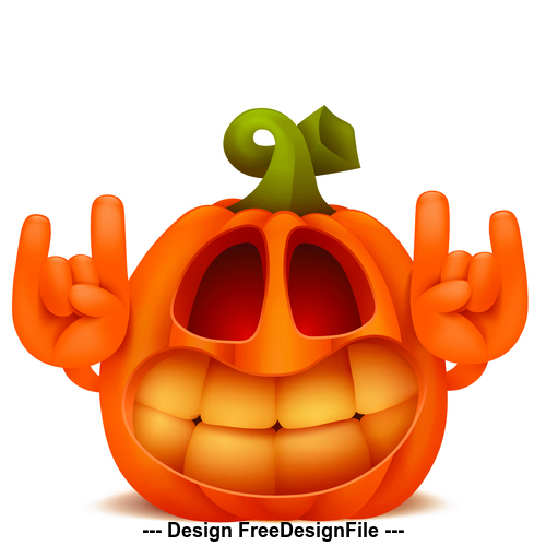 Funny halloween pumpkin gesture vector