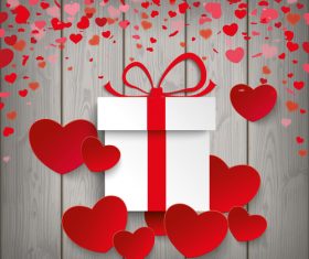 Gift Red Hearts Wood vector