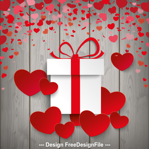Gift Red Hearts Wood vector