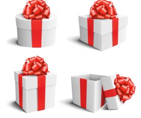 Gift box white with red bow isolated vector